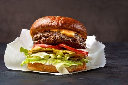 Beef or chicken burger