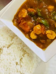 Chilli Shrimps and Rice